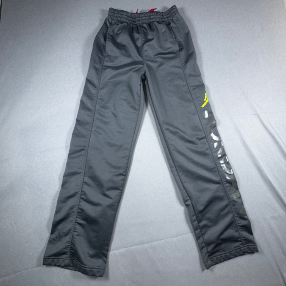 Jordan Boys Gray Athletic Track Pants Logo Graphic Sz L 12-13 Jumpman Athleisure